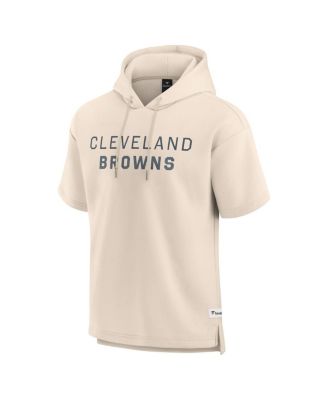 Men's Cream Cleveland Browns Elements Future Ground Lettering Short Sleeve Pullover Hoodie
