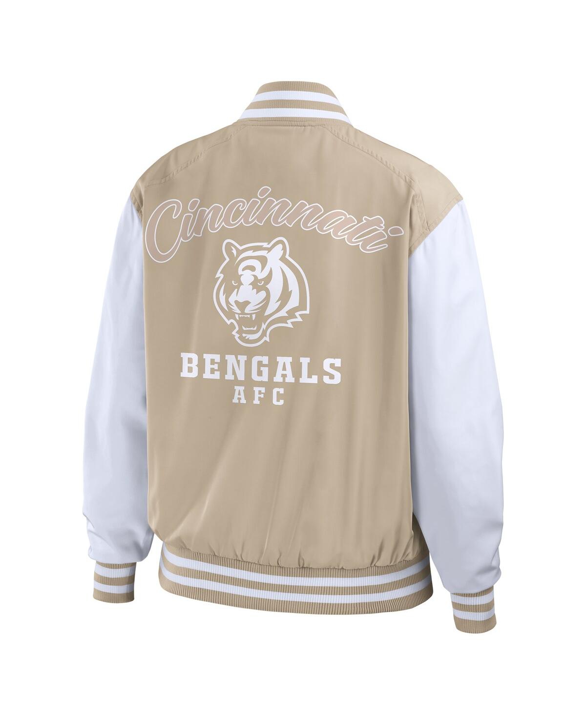 Wear By Erin Andrews Tan Cincinnati Bengals Tonal Full-zip Bomber Jacket In Brown