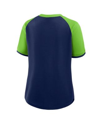 Women's College Navy/Neon Green Seattle Seahawks Height Advantage T-Shirt