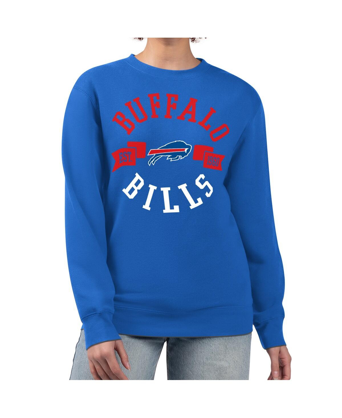 G-iii 4her By Carl Banks Women's Royal Buffalo Bills Large Team Graphic Fleece Pullover Sweatshirt In Blue
