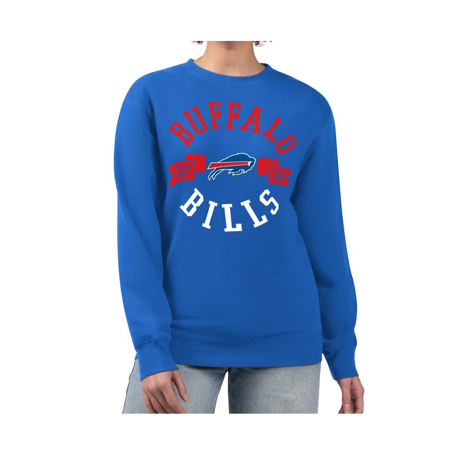 Women's Royal Buffalo Bills Large Team Graphic Fleece Pullover Sweatshirt