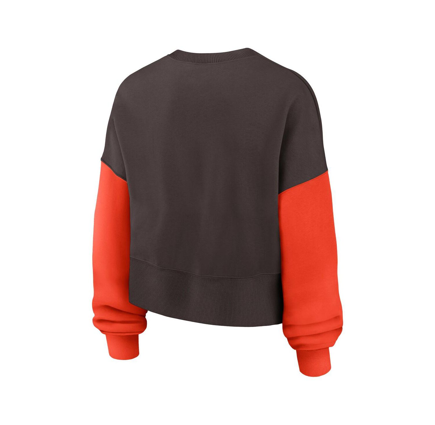 Women's Brown Cleveland Browns Oversized Color Block Pullover Sweatshirt
