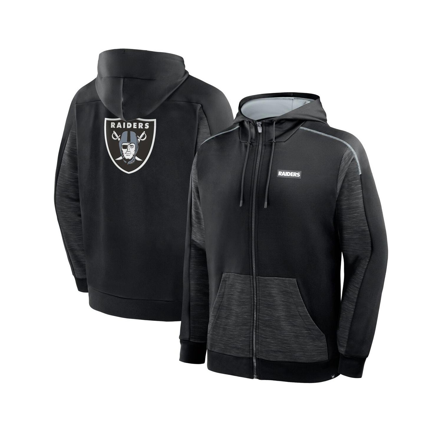 Men's Black Las Vegas Raiders Checkdown Pass Full-Zip Hoodie