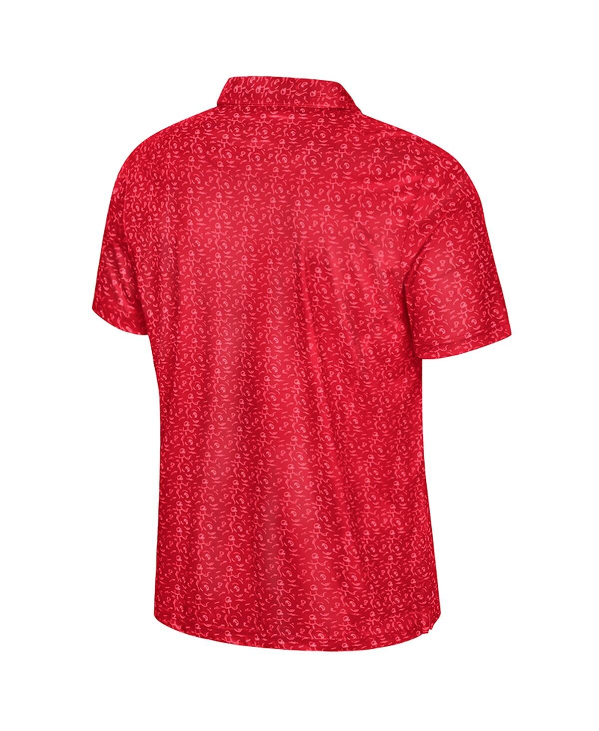 Colosseum Men's Scarlet Ohio State Buckeyes Football Print Polo Shirt