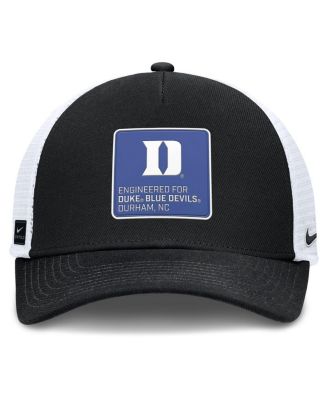 Men's Black/White Duke Blue Devils 2025 On-Field Rise Engineered Trucker Adjustable Hat