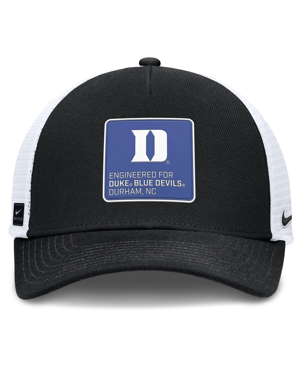 Nike Men's Black/white Duke Blue Devils 2025 On-field Rise Engineered Trucker Adjustable Hat In Black
