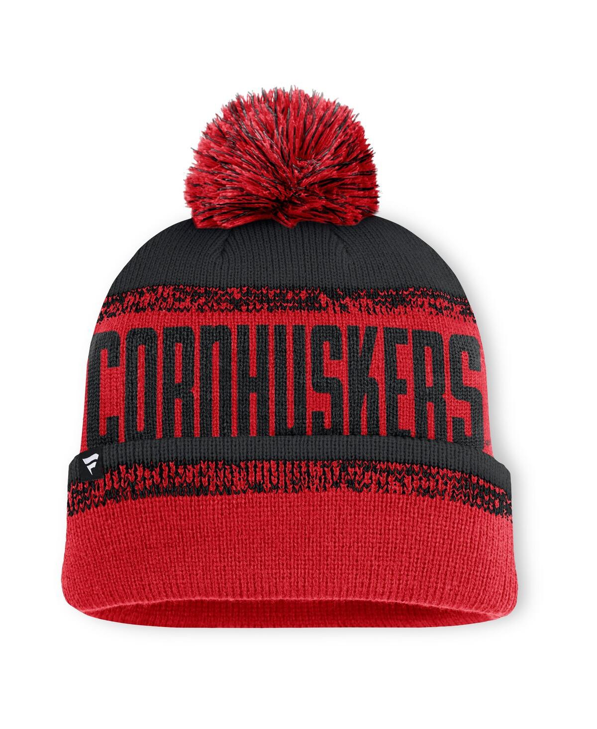 Fanatics Men's Scarlet/Black Nebraska Huskers Thrive Cuffed with Pom Knit Hat
