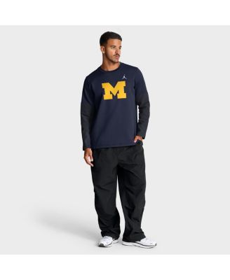 Men's Navy Michigan Wolverines 2025 Sideline Coach Performance Long Sleeve T-Shirt
