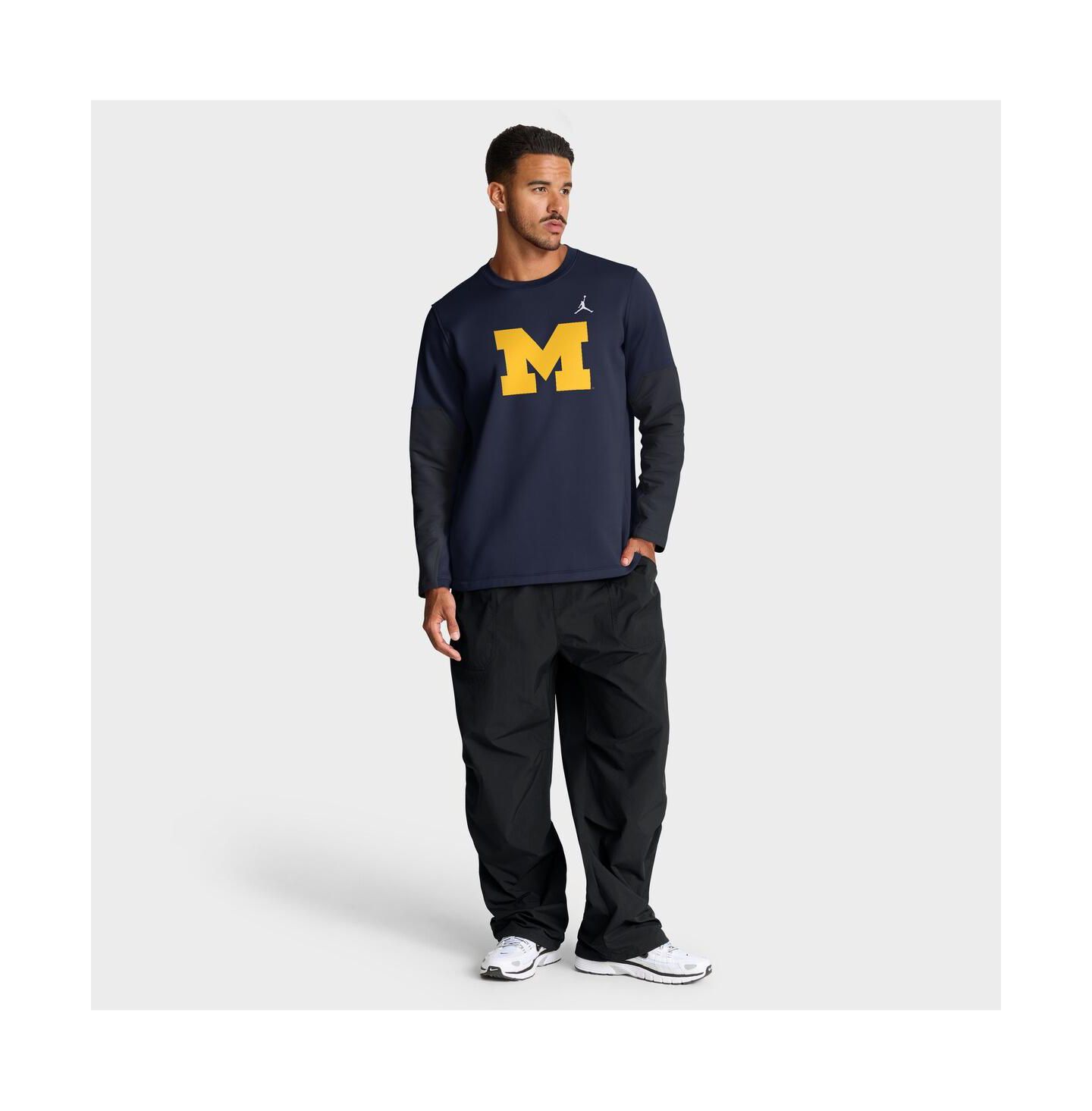 Мужская футболка Jordan Navy Michigan Wolverines 2025 Sideline Coach Performance Long Sleeve — фото 3