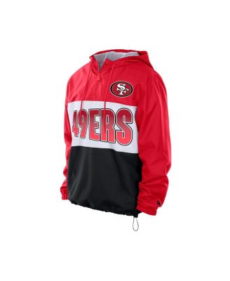 Men's Scarlet San Francisco 49ers Ripstop Quarter-Zip Hooded Windbreaker