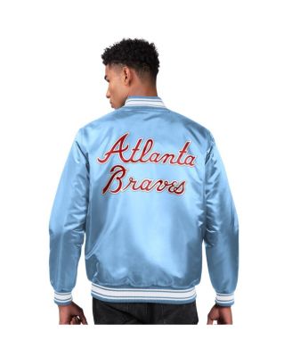 Men's Light Blue Atlanta Braves Locker Room Satin Full-Snap Varsity Jacket