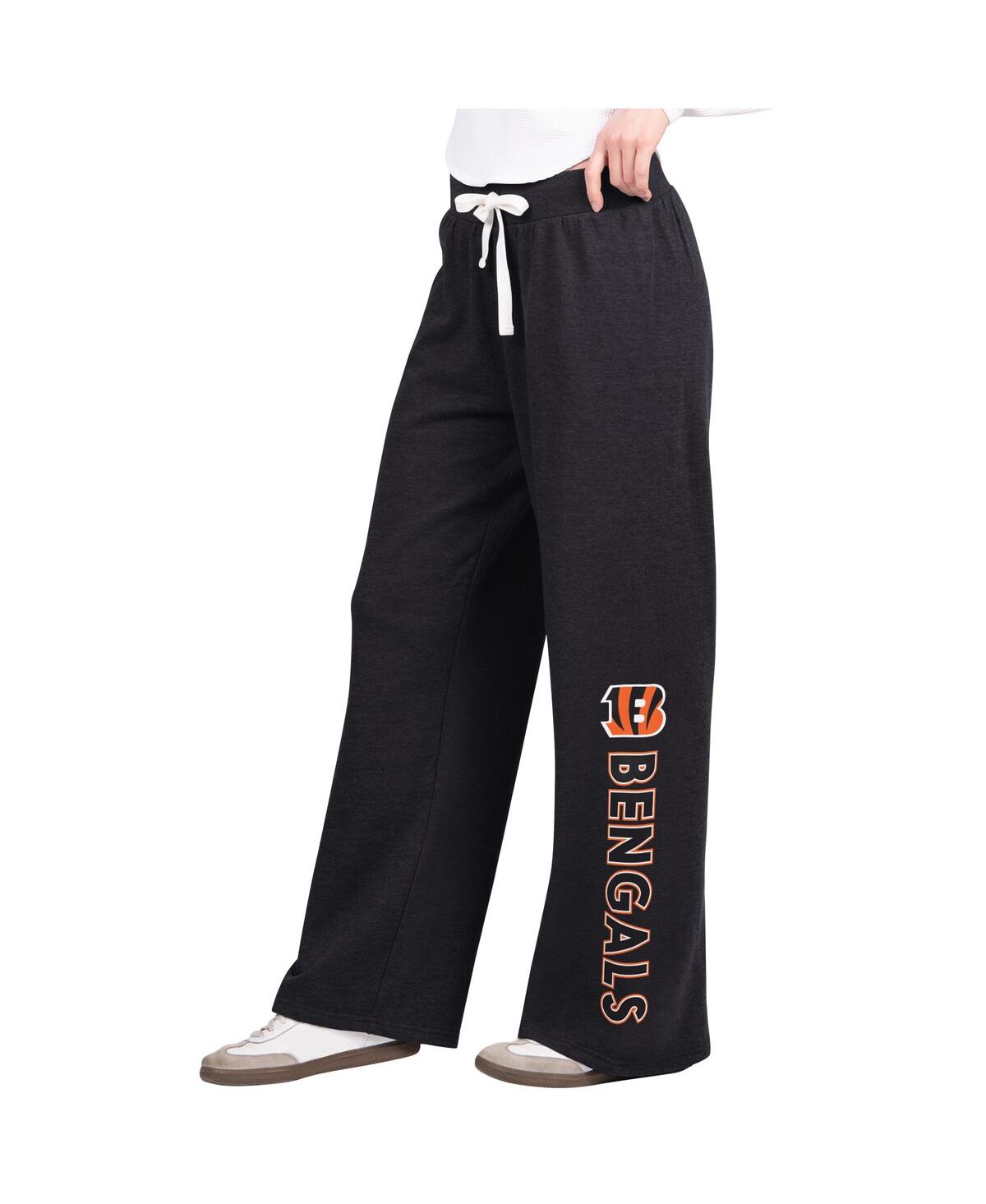 G-iii 4her By Carl Banks Black Cincinnati Bengals Field Wide Leg Sweatpants In Black