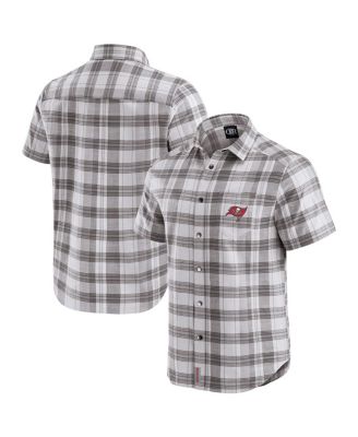 Fanatics - Men's Gray Tampa Bay Buccaneers Team Plaid Short Sleeve Full-Snap Shirt
