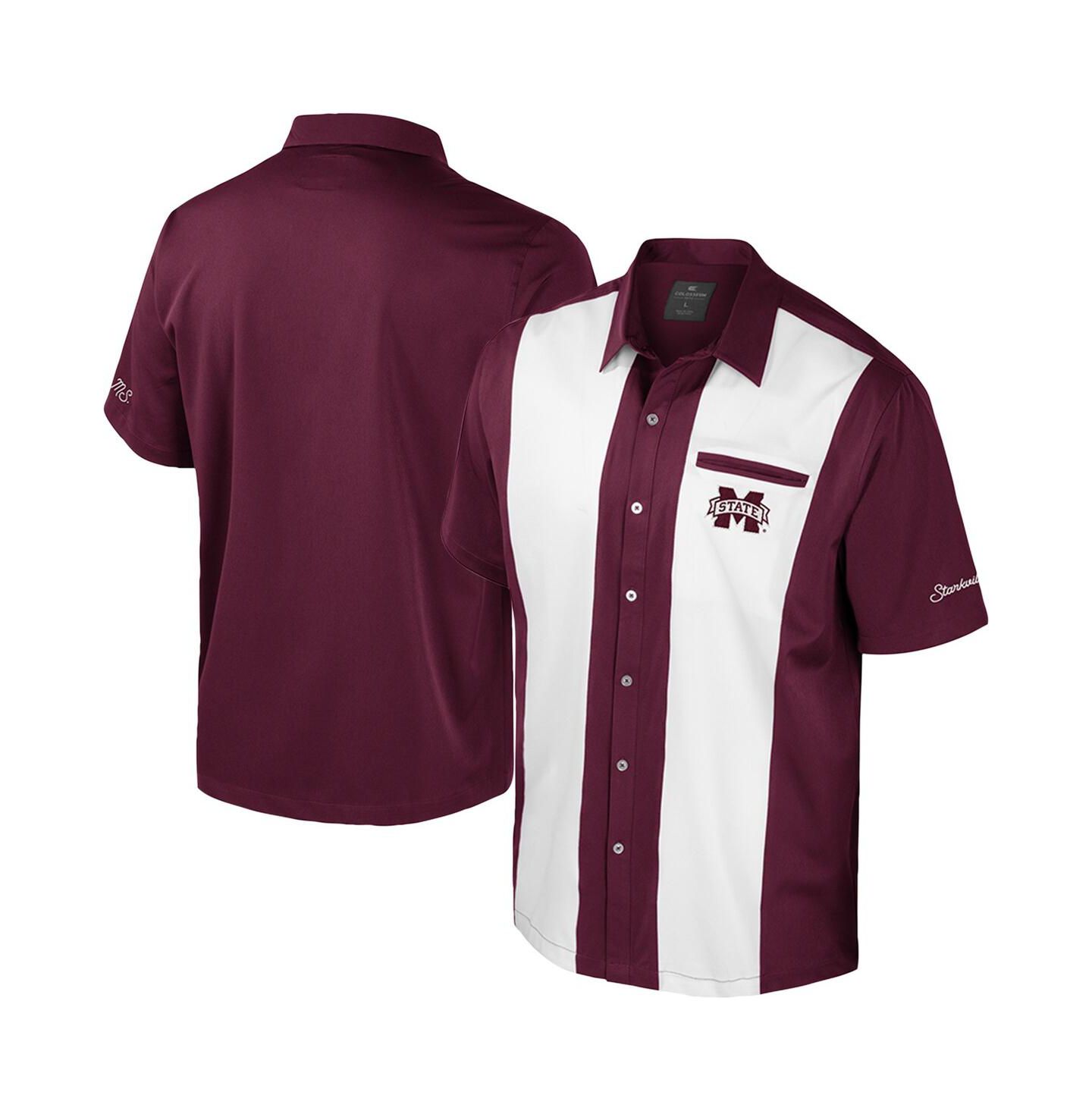 Мужская рубашка Colosseum Maroon Mississippi State Bulldogs Strike Bowling Button-Up — фото 1
