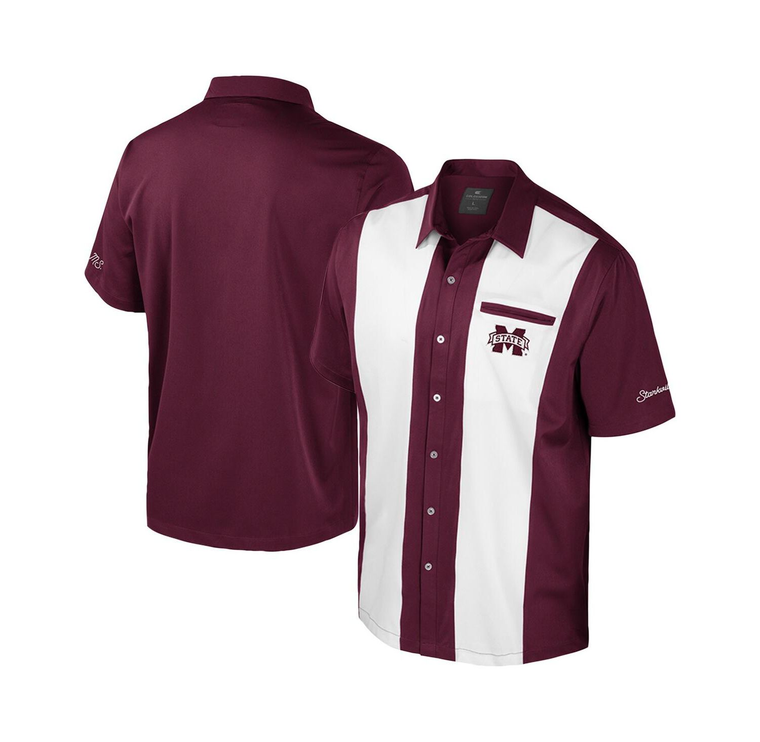 Men's Maroon Mississippi State Bulldogs Strike Bowling Button-Up Shirt