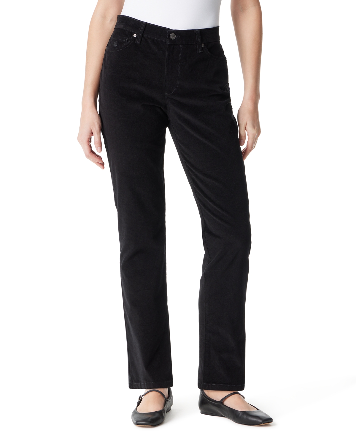 Gloria Vanderbilt Women's Amanda Cord Casual Pants In Black