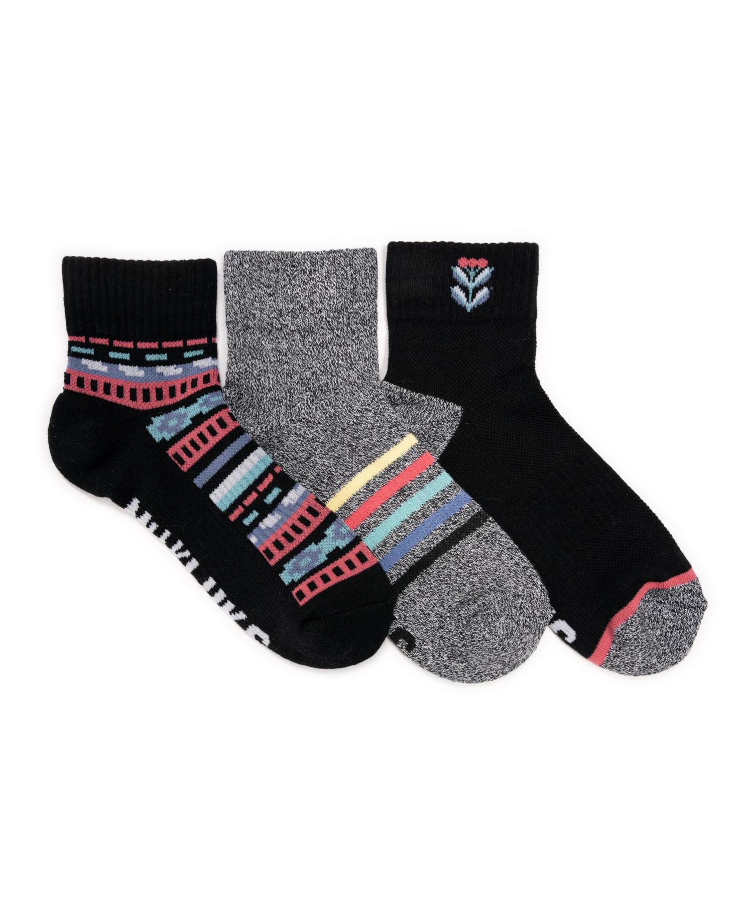 Women's 3 Pair Pack Quarter Crew Cotton Compression Sock