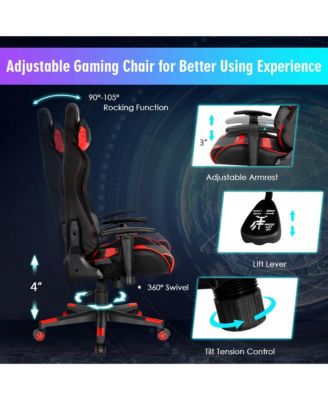Gaming Chair Adjustable Swivel Computer Chair with LED Lights & Remote