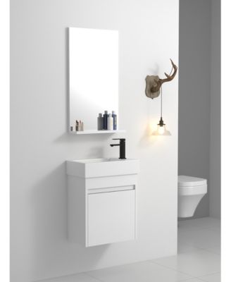 18 Inch Bathroom Vanity with White Resin Sink and Soft-Close Cabinet Door