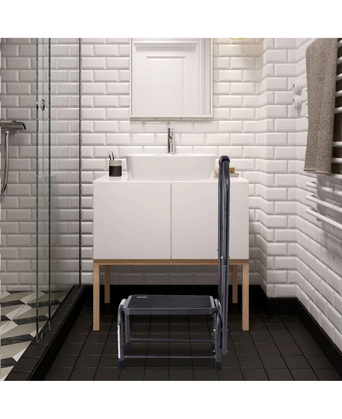 Costway Non-Slip Handy Support Step Stool w/ Handle 330 Lbs Load Capacity Kitchen Safety