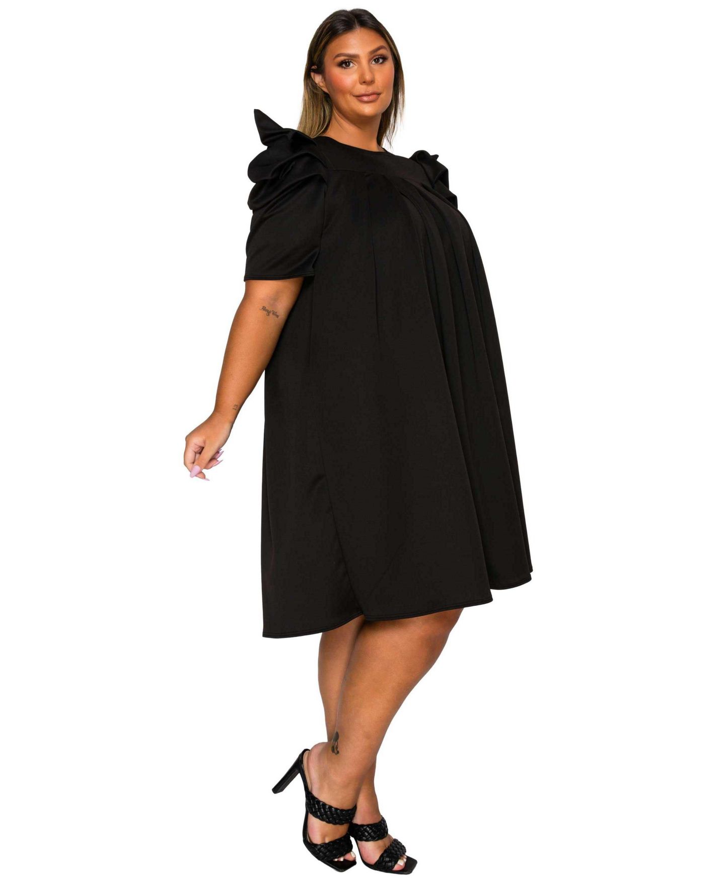 Женское платье L I V D Plus Size Zaya Pleated Swing, цвет: Чёрный — фото 2