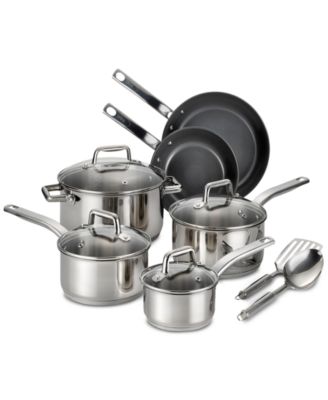 T-Fal - 12-Pc. Stainless Steel and Ceramic Cookware Set
