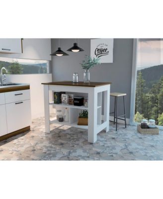 D x  40.5 W x  35.4 H  Cala Kitchen Island White / Walnut MDF