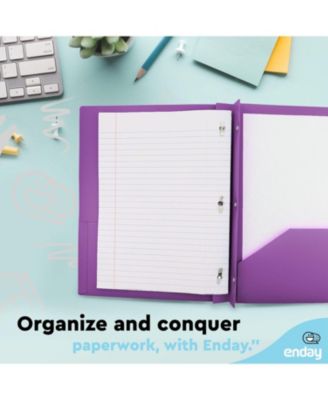 Plastic Folders with Pockets and Prongs, Black Two Pocket Folder with Brads, 6 Pc –by Enday