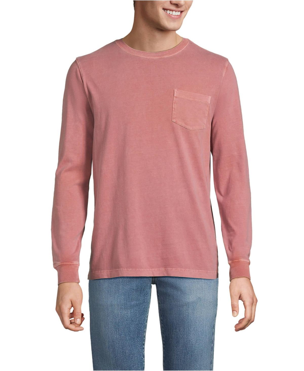 Мужская высокая футболка Super-T с карманами и длинным рукавом, выцветшая от солнца