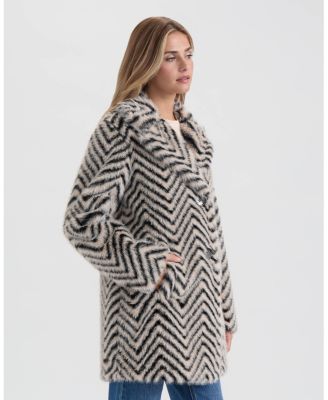 Women's Chevron Shearling Overcoat