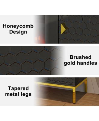 70 inches MDF TV Stand with 36 inches Fireplace and Storage Cabinets