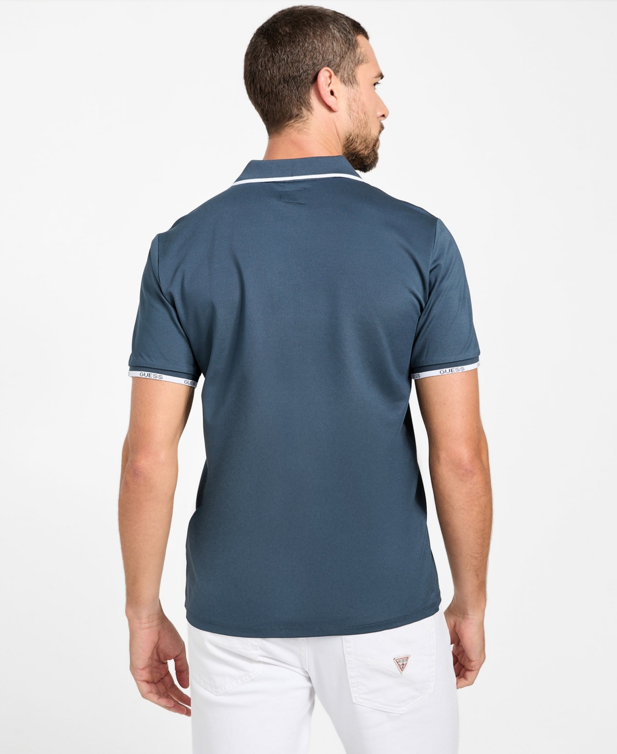 Guess Men's Short Sleeve Paul Pique Tipping Polo Shirt In Blue