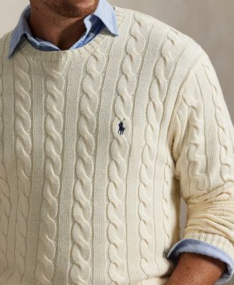 Men's Big & Tall Cable-Knit Cotton Sweater