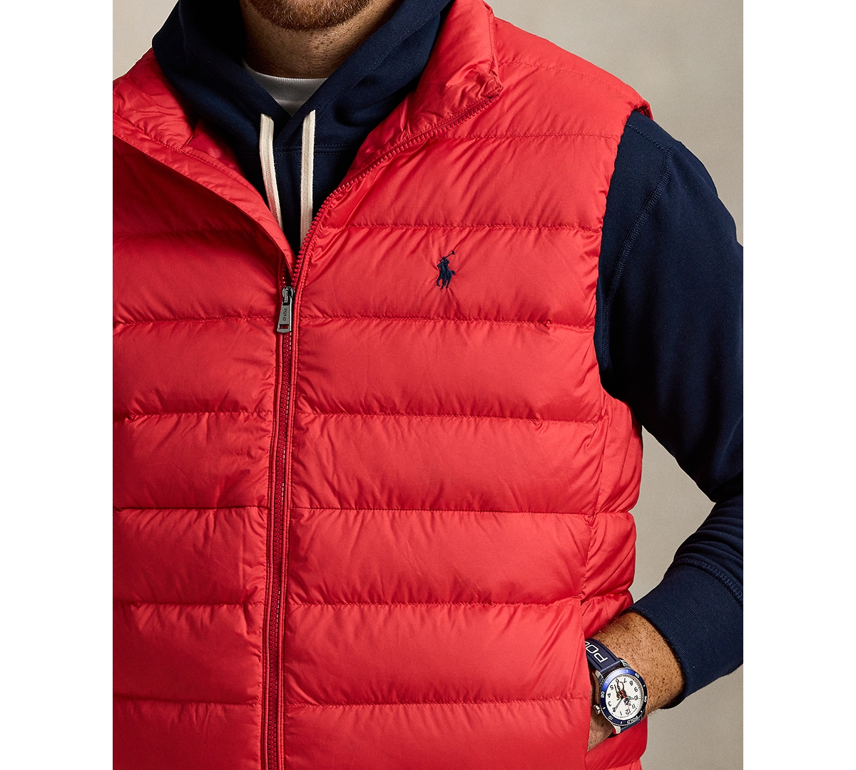 Polo Ralph Lauren Men's Big & Tall Quilted Vest Jacket In Red