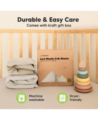 Lyra Muslin Crib Sheets for Boys, Girls, 2pk 52x28 Cotton Baby Crib Mattress Sheets Fitted, Soft, Breathable