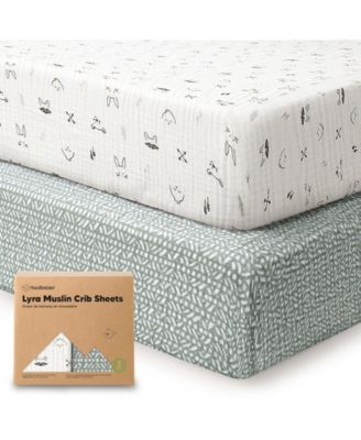 Lyra Muslin Crib Sheets for Boys, Girls, 2pk 52x28 Cotton Baby Crib Mattress Sheets Fitted, Soft, Breathable