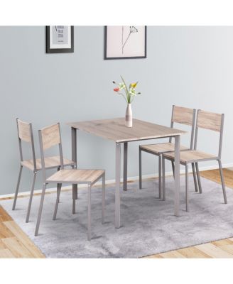 5 Piece Compact Contemporary Dining Room Table with Chairs Set