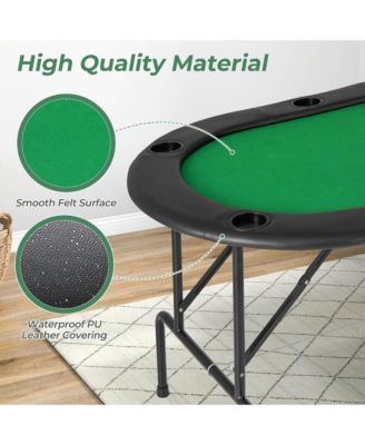 8 Players Poker Table with 8 Cup Holders & Comfy Armrests Smooth Felt Surface