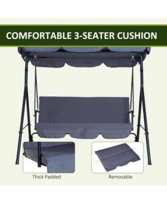 Porch Swing Hammock Bench Chair, Steel 3-Seat, Canopy,