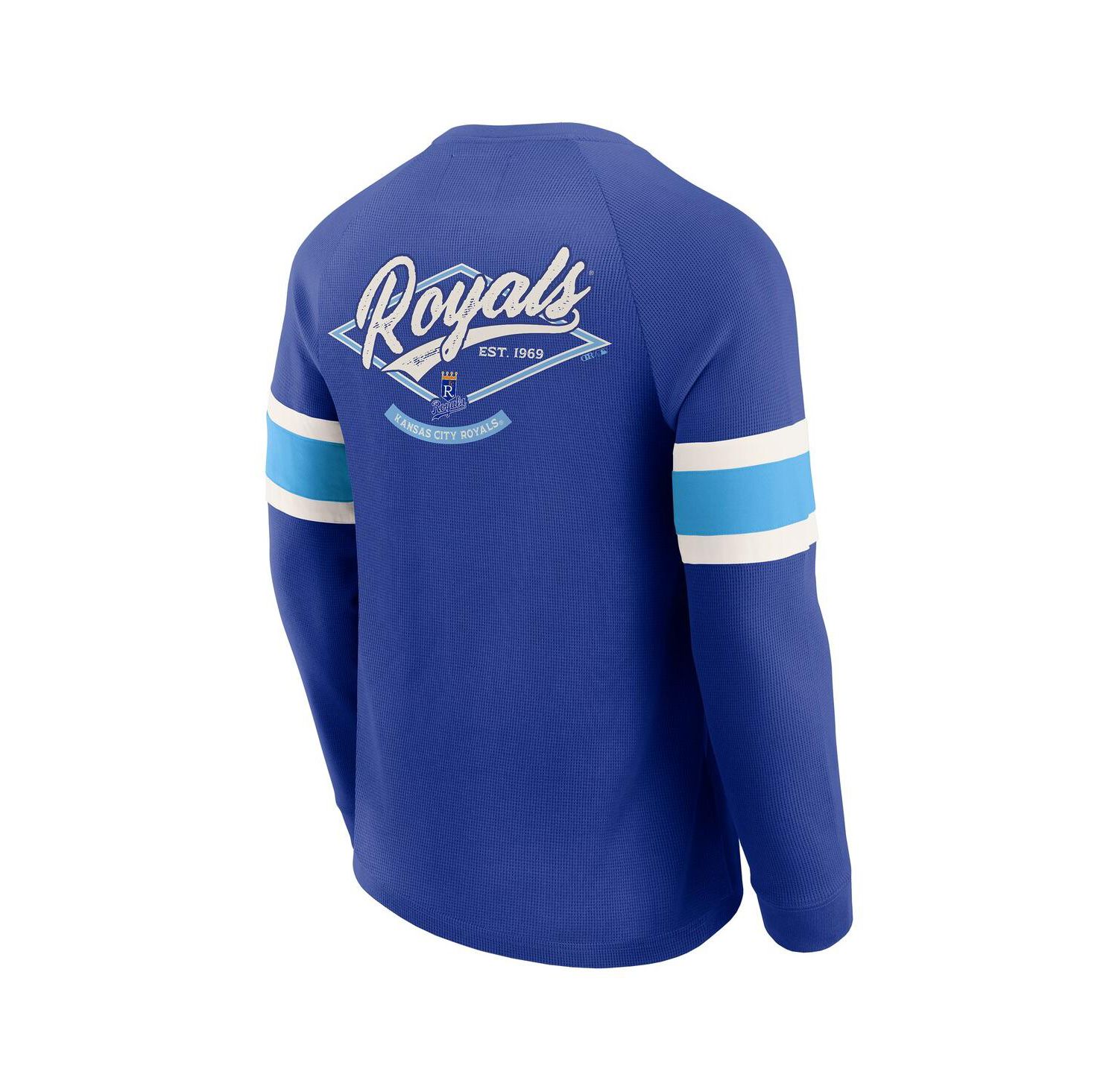 Darius Rucker Collection by Men's Royal Kansas City Royals Waffle-Knit Raglan Long Sleeve Henley T-Shirt