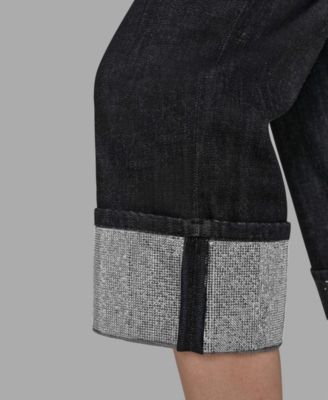 Petite High-Rise Cuffed-Embellished Jeans 