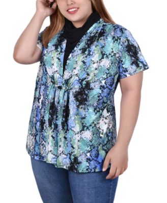 Plus Size Short Sleeve Cowl Neck Top