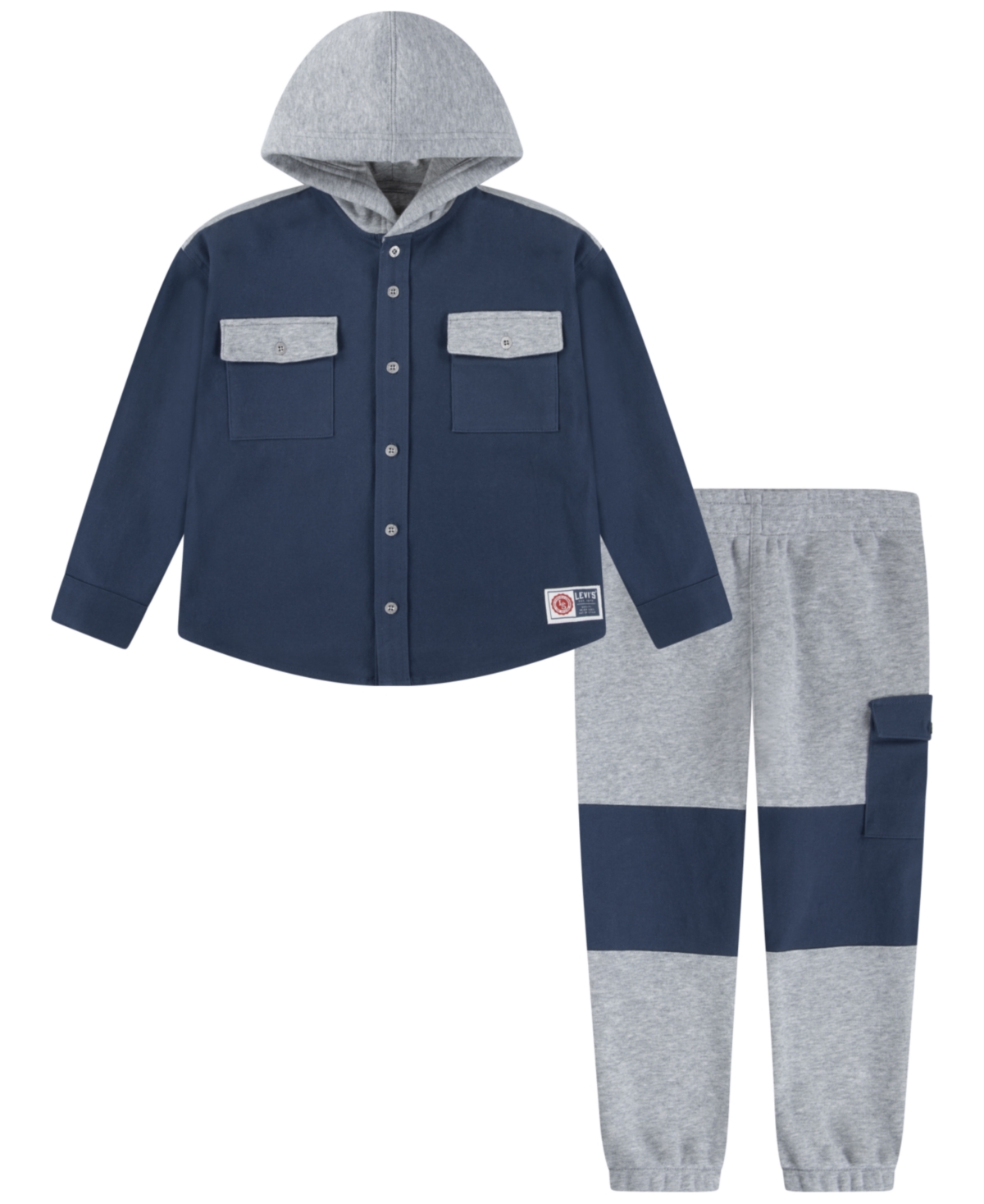 Levi's Kids' Boys 4-7 2-piece Hooded Shacket Top And Jogger Pants Set In Multi