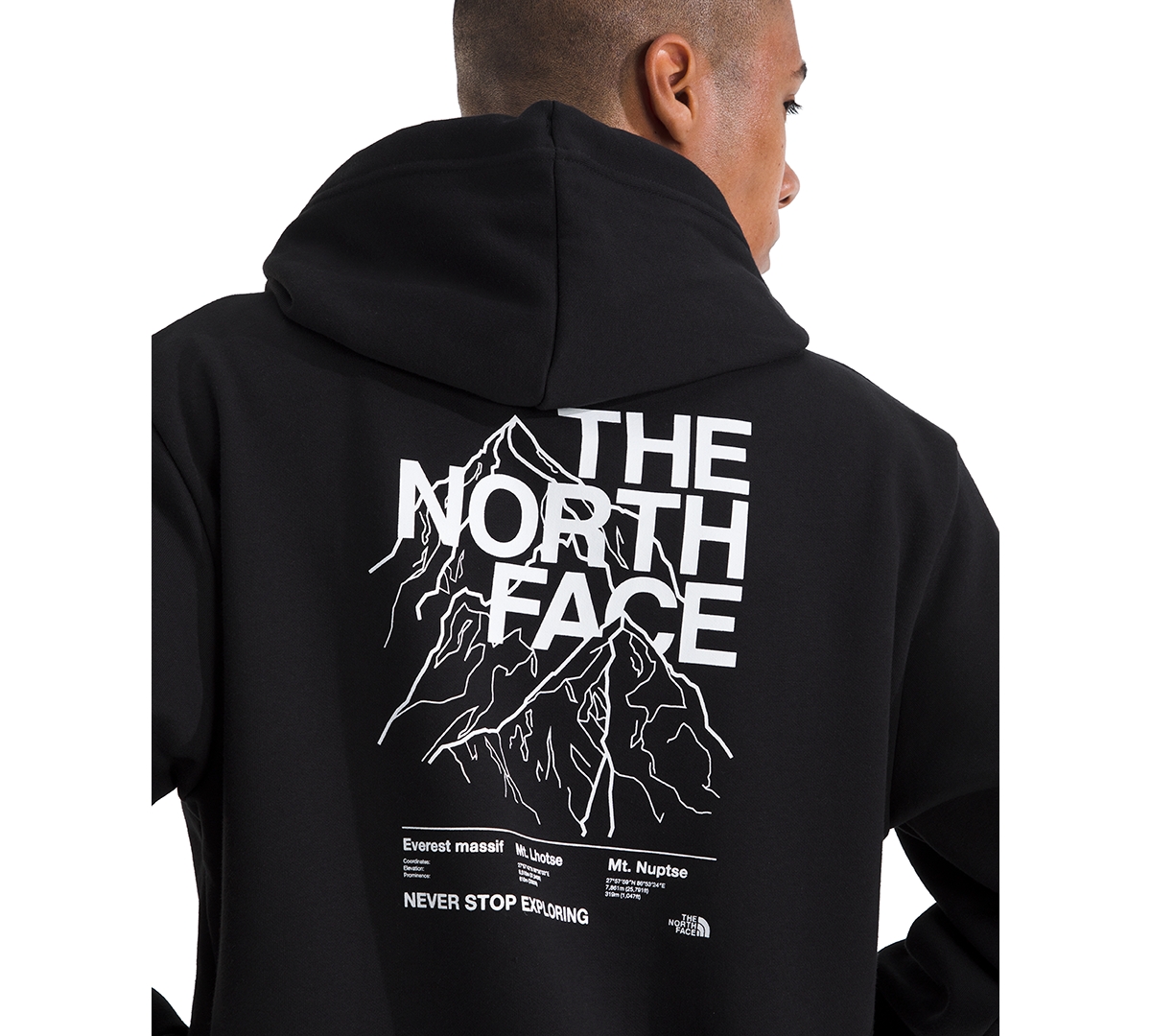 The North Face Logo Hoodie Kangaroo Pocket Ribbed Cuffs In Black