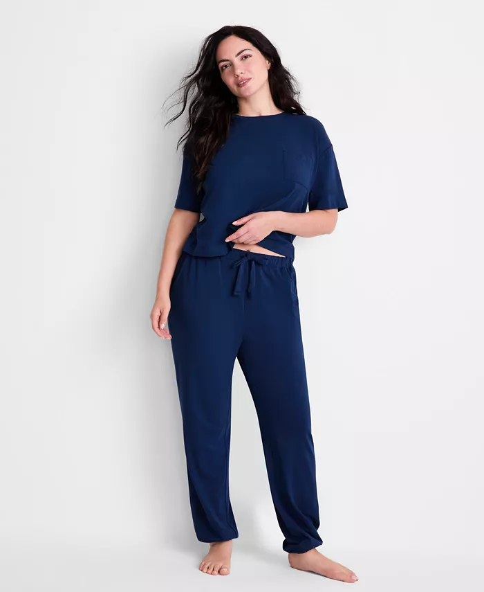 Women's 2-Piece Short-Sleeve T-Shirt and Joggers Pajama Set - thumbnail 7