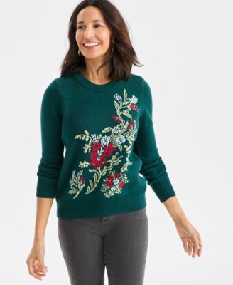 Style & Co - Women's Celebrate Floral Whimsy Pullover Sweater