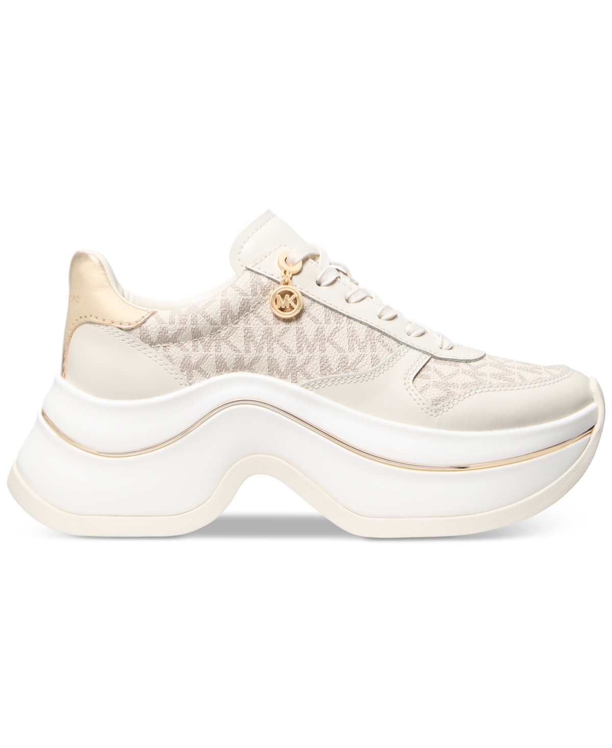 Michael Kors Arla Leather And Suede Trainer In Neutral