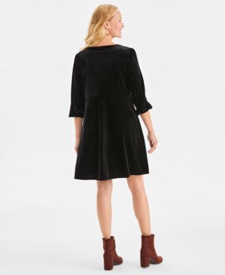 Women's V-Neck 3/4-Sleeve Velvet Dress, Macy's Exclusive