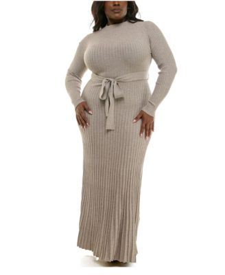 Plus Size Pleated Bodycon Sweater Dress