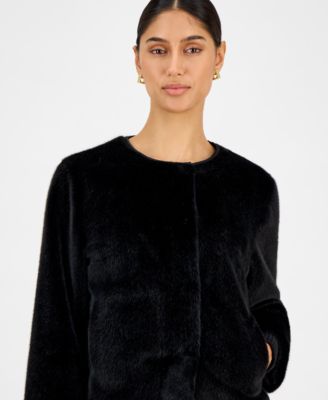 Women's Knit-Cuff Faux-Fur Jacket